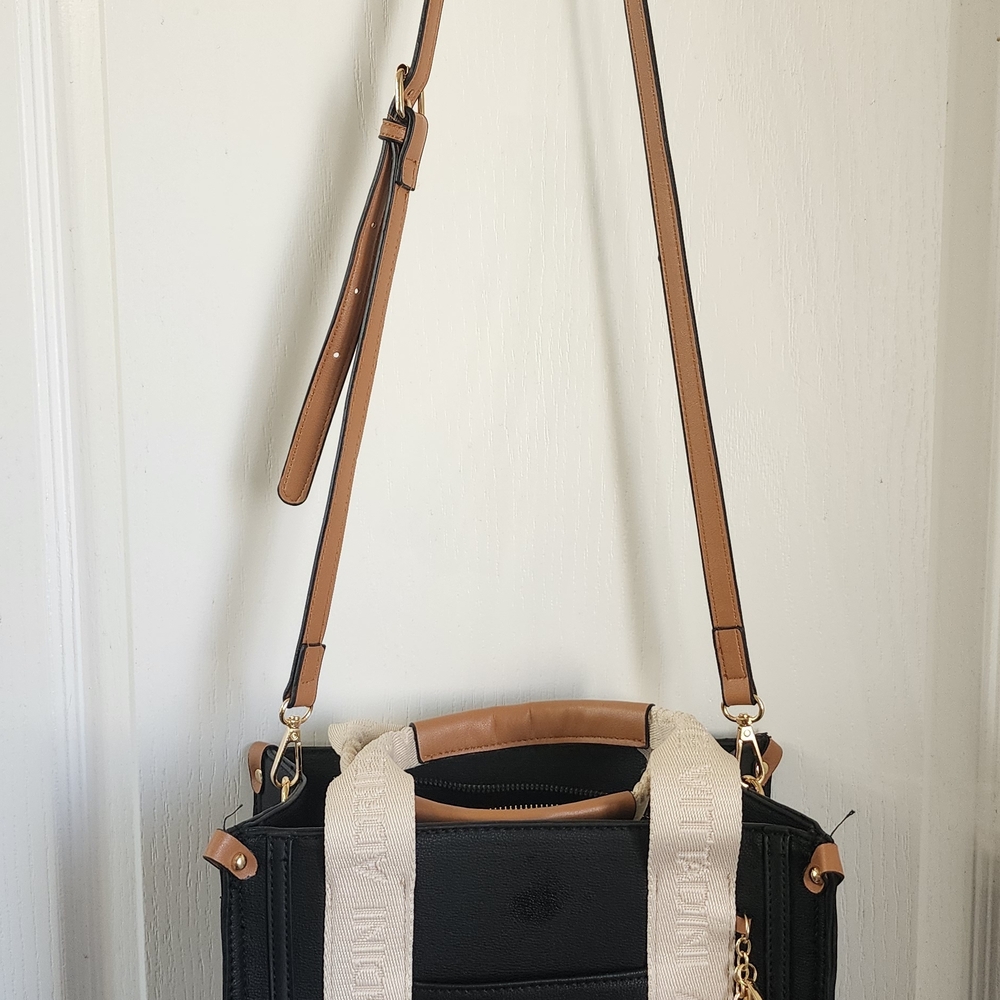 Adrienne Vittadini Black and Tan Crossbody Bag